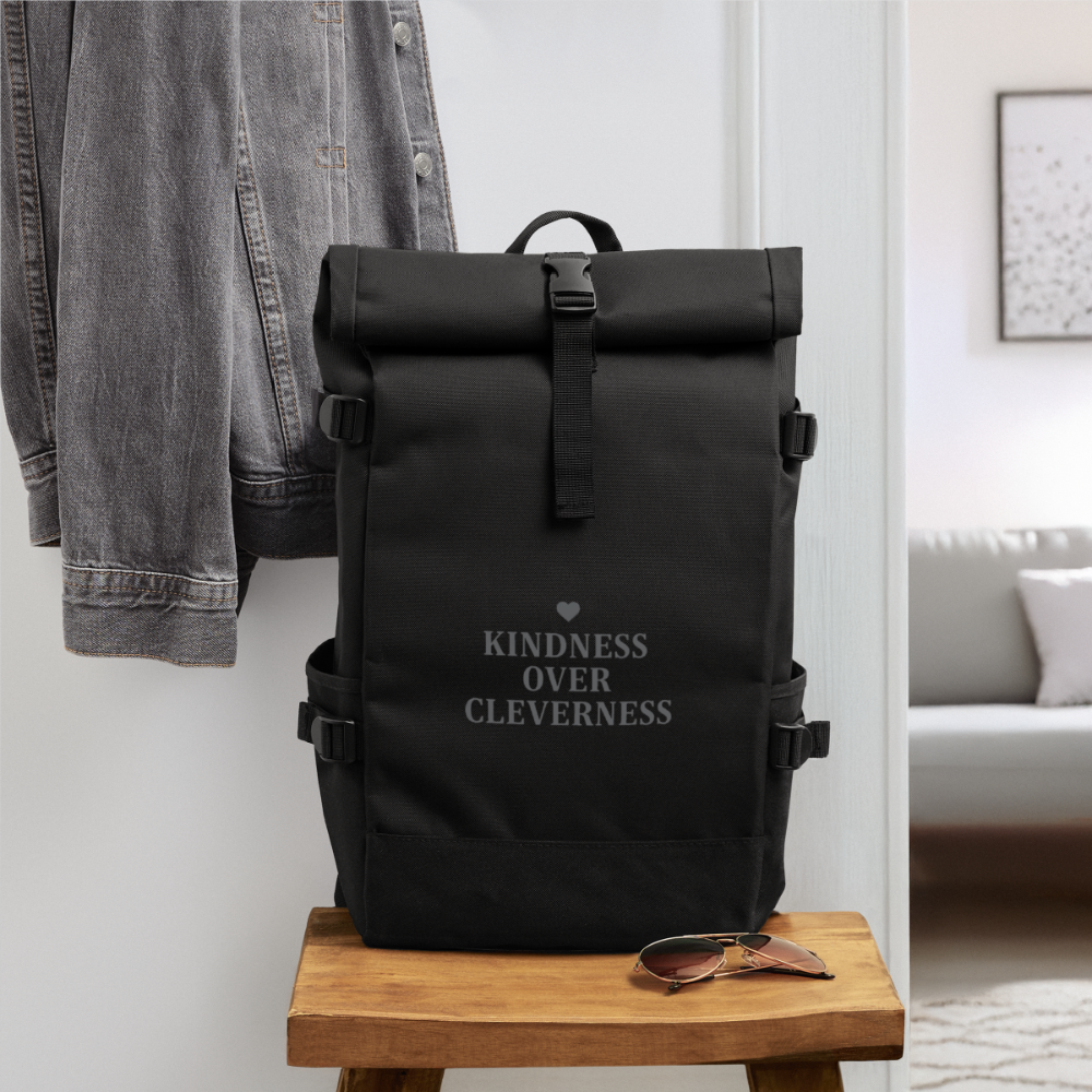 Zaino Rolltop Kindness Over Cleverness - nero
