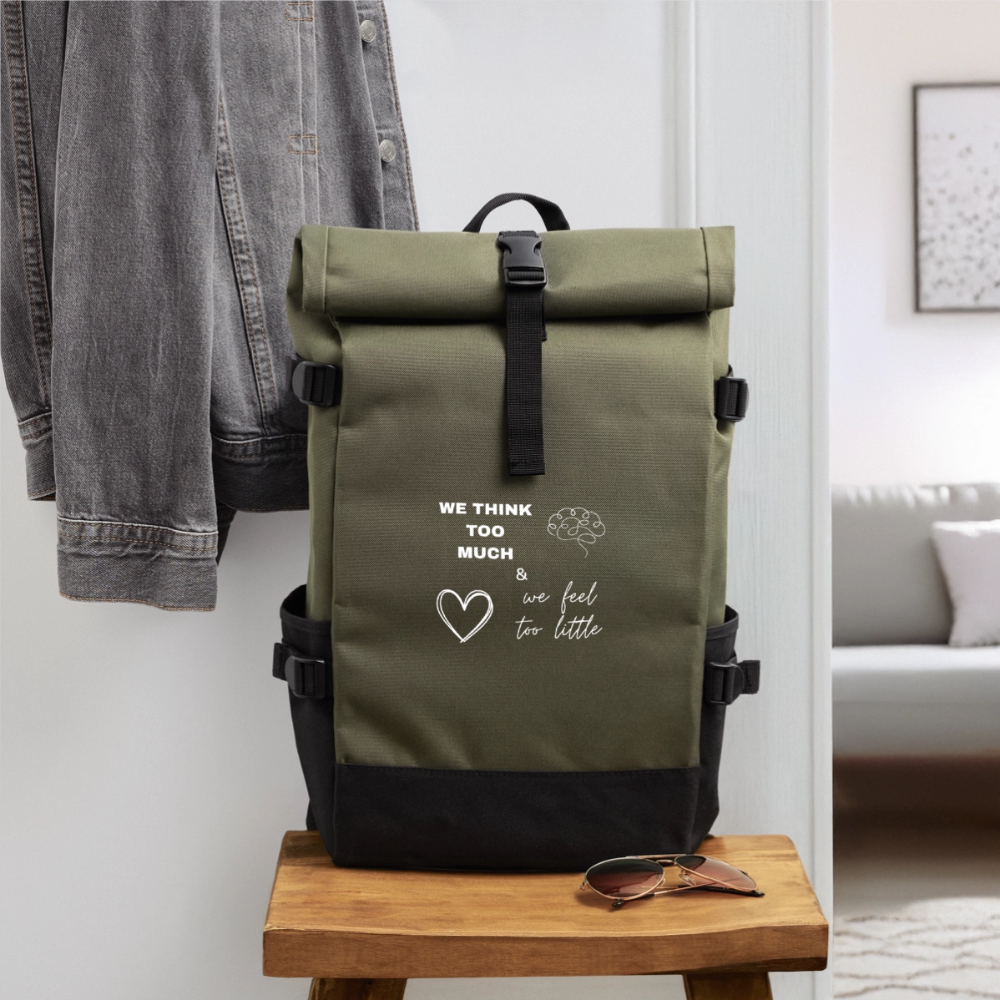 Zaino Rolltop We Think Too Much - oliva/nero