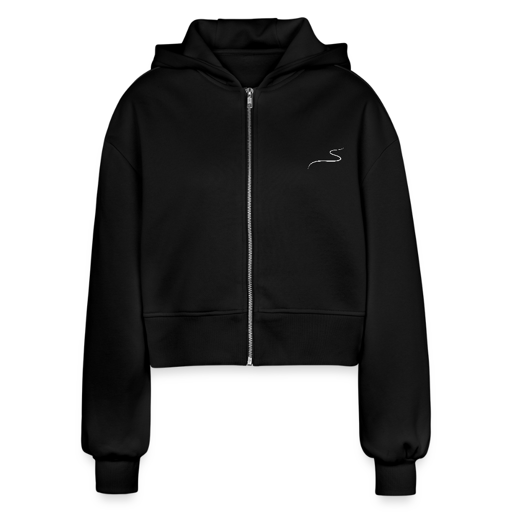 Felpa con cappuccio corta oversize da donna CYOP - nero