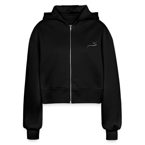 Felpa con cappuccio corta oversize da donna CYOP - nero