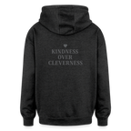 Felpa con cappuccio unisex oversize Kindness over Cleverness - antracite