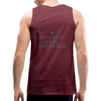 Canotta premium da uomo Kindness over Cleverness - rosso bordeaux melange