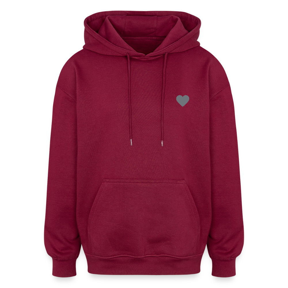 Felpa con cappuccio unisex oversize Kindness over Cleverness - rosso borgogna
