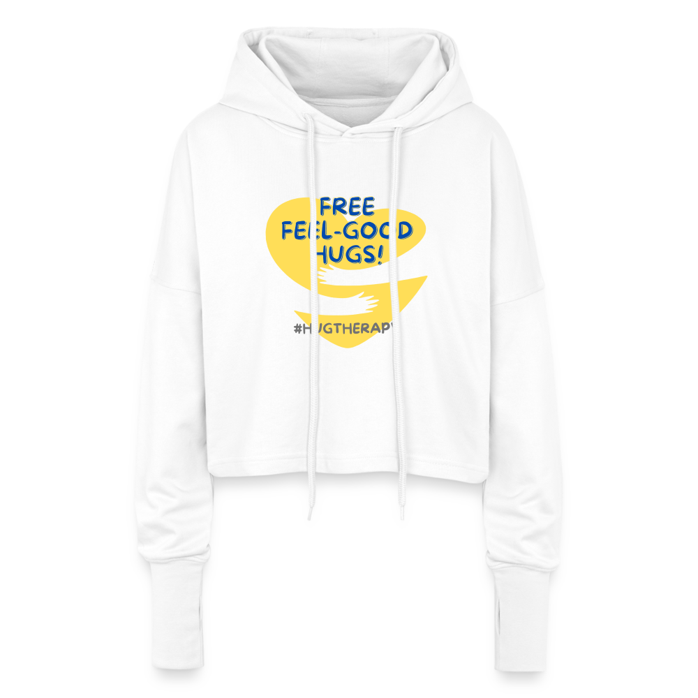 Felpa corta con cappuccio Feel Good Hugs da donna - bianco