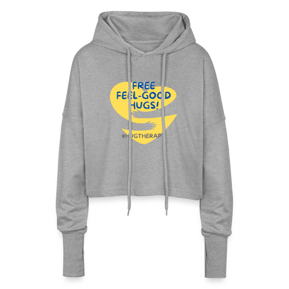 Felpa corta con cappuccio Feel Good Hugs da donna - grigio melange