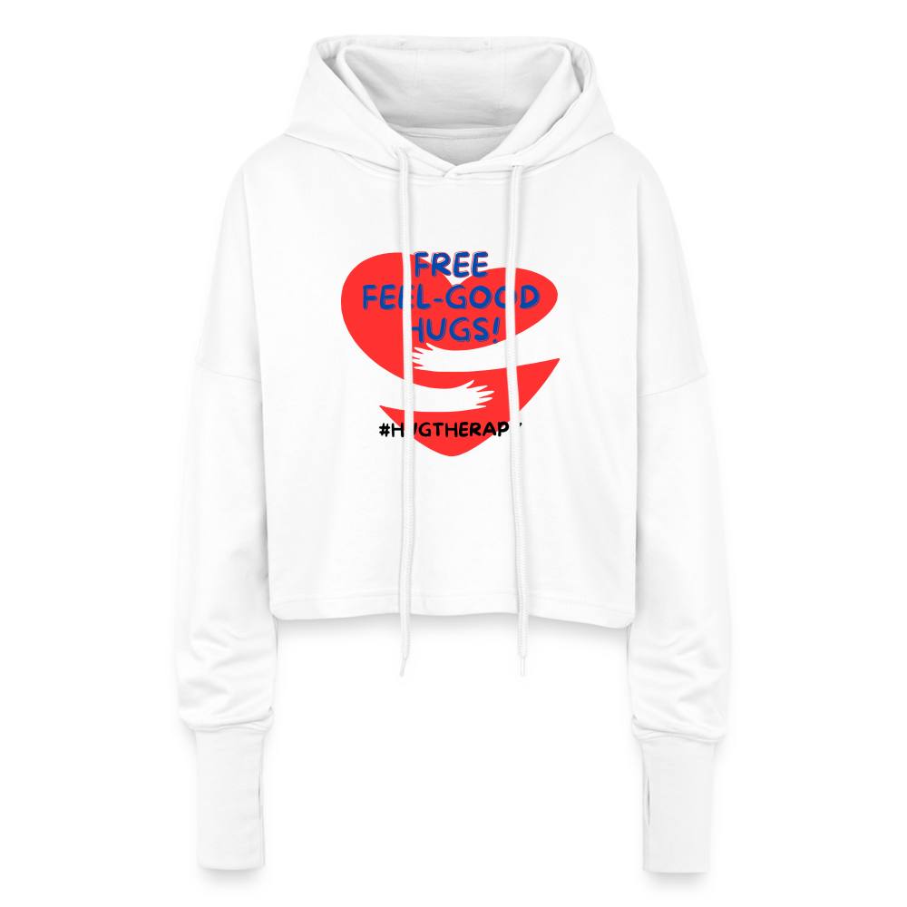 Felpa corta con cappuccio Feel Good Hugs da donna - bianco